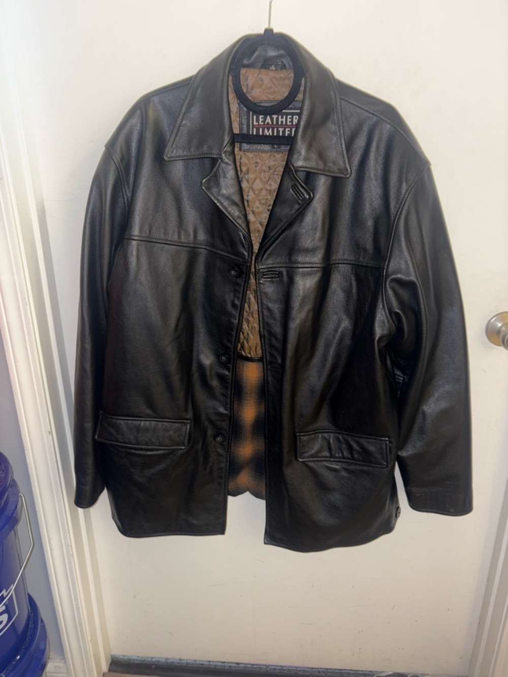 Leather Limited Men's Black Leather Pea Coat